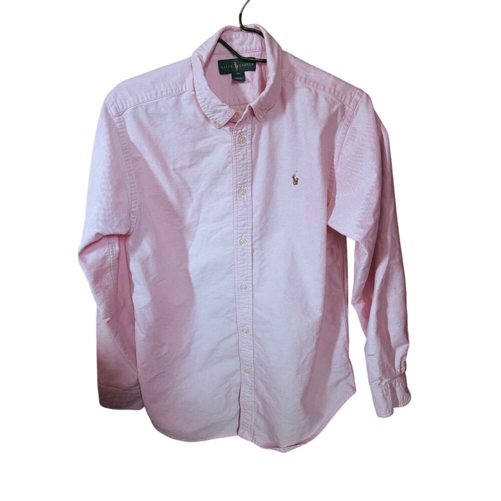 Ralph Lauren Boys sz 18 pink button down oxford shirtn preppy